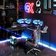 image 8 of COSTWAY L-Shaped Desk with Power Outlet Computer Desk Black