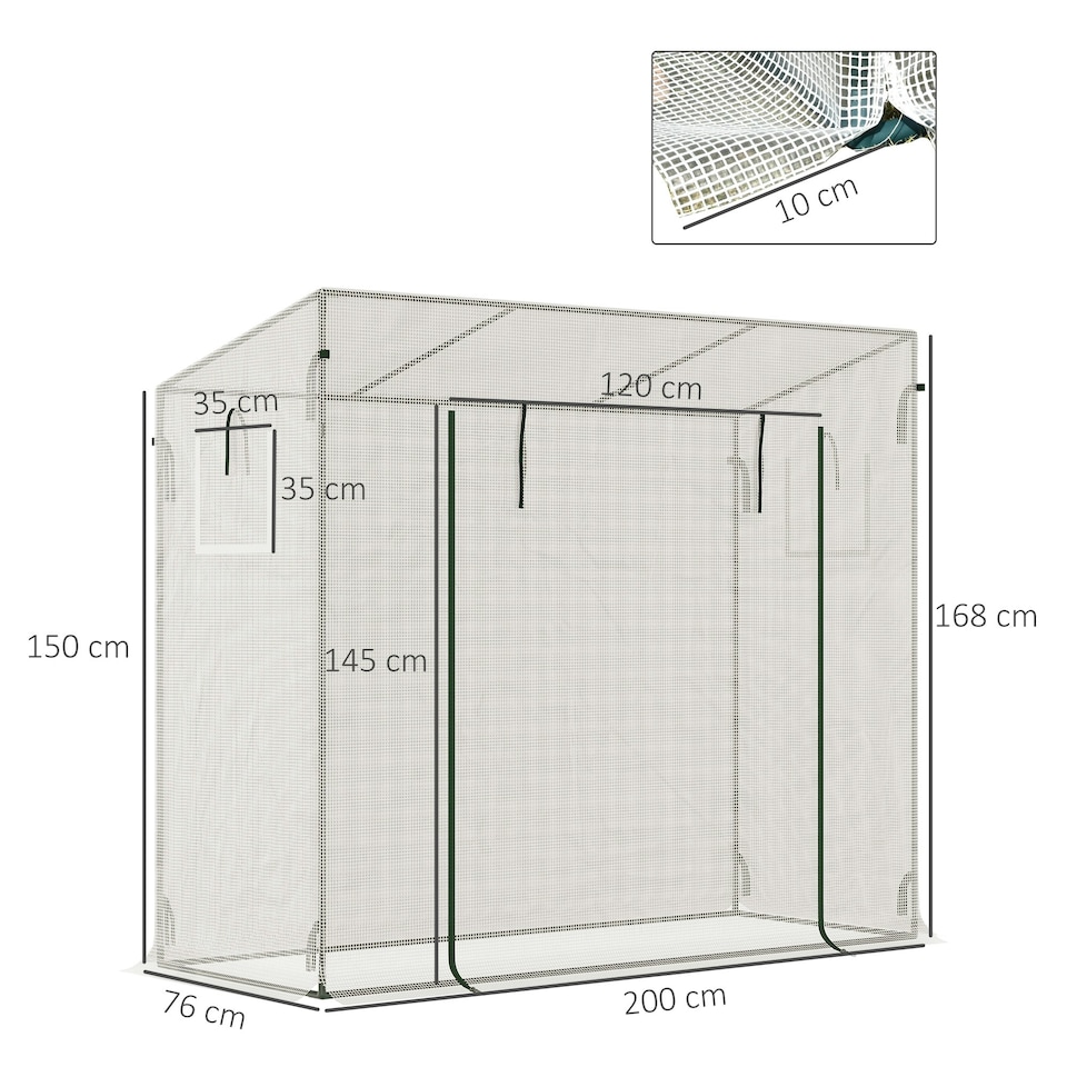image 1 of Outsunny 200x76x168cm Walk-in Garden Greenhouse Plant Warm House