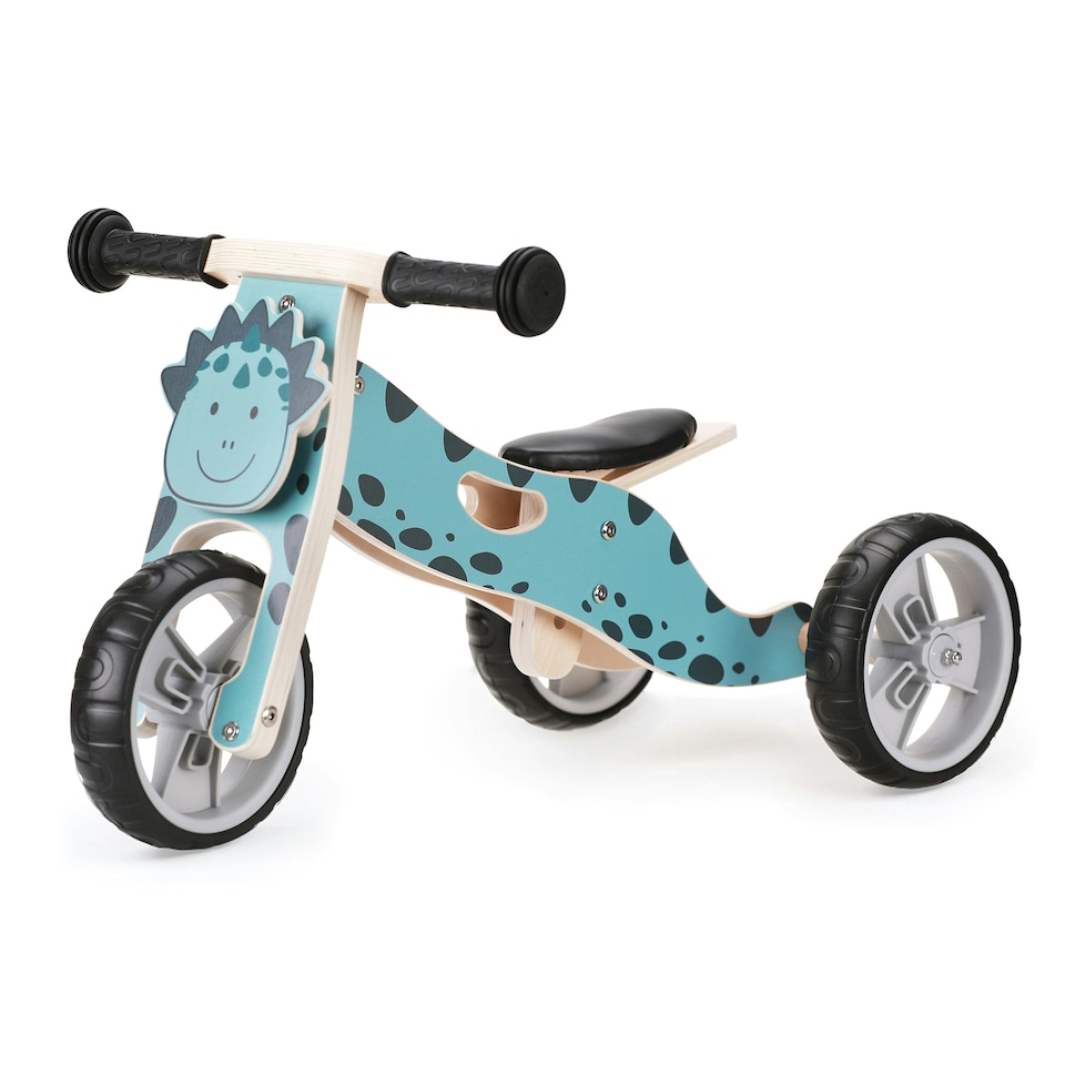image 1 of Hooga 2-in-1 Balance Bike - Wooden Trike for Kids Blue