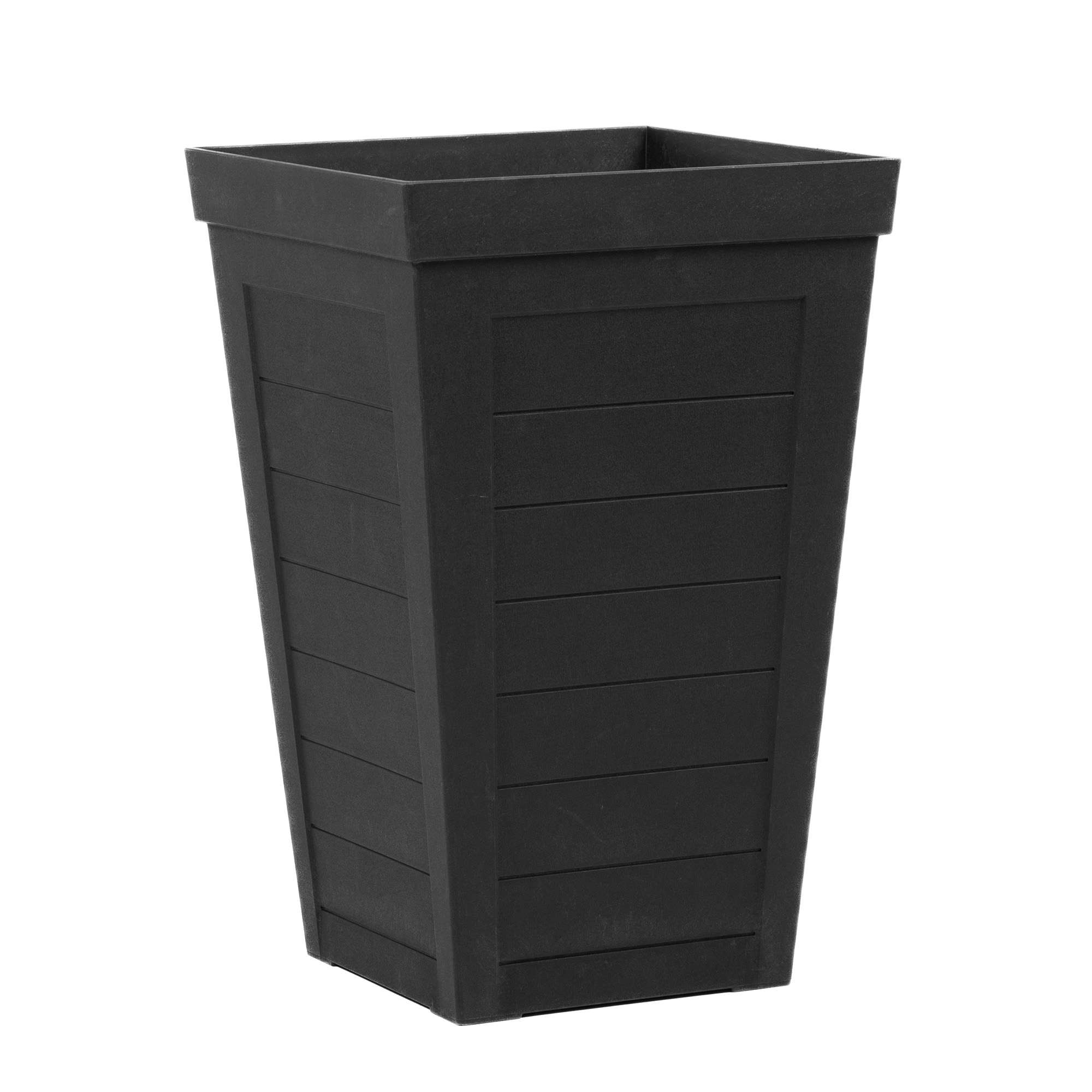 Nicoman Savana Plank Black Tall Square Planter Non-Shed Non-Crack Rubber Tall Planter | Size: 1 Pack