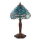 image 2 of Handmade Emerald Green Stained Glass 8 Inch Tiffany Lamp with Dragonfly Design | Green