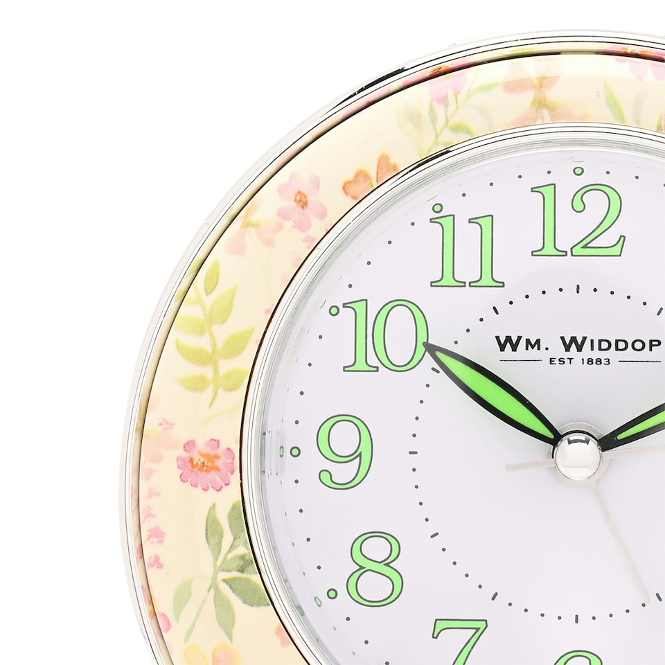 image 1 of Wm.Widdop Quartz Alarm Clock - Yellow Floral Design L/S/C Yellow