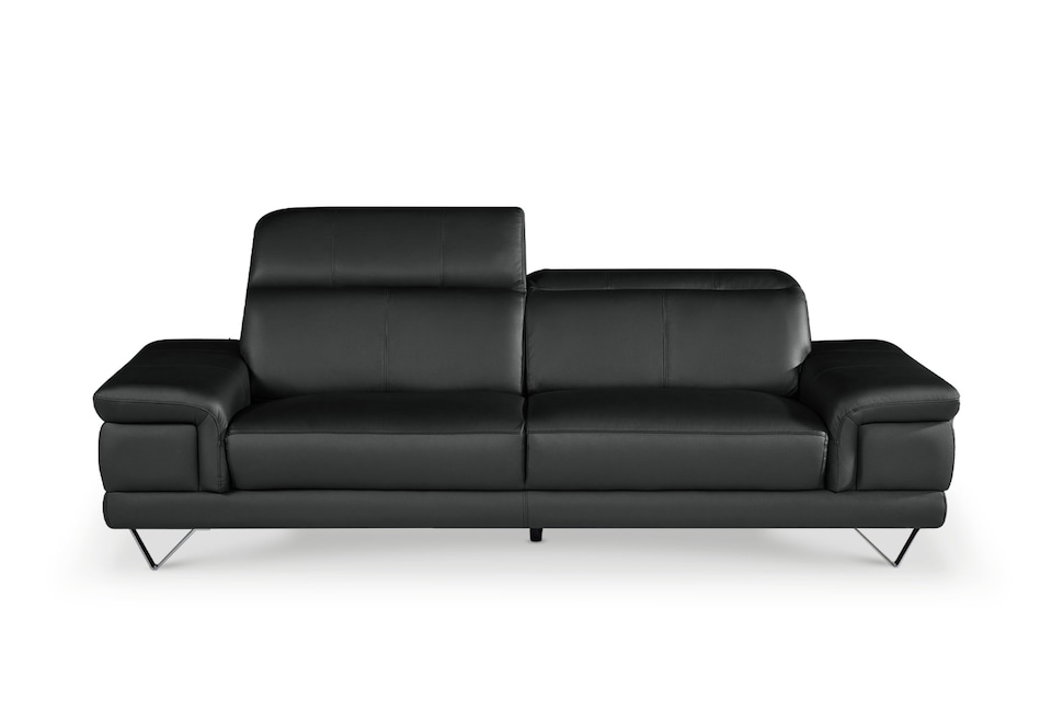 image 1 of Genuine Leather Black 3 Seater Sofa CHICAGO