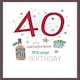 image 2 of AGE 40th BIRTHDAY CARD GLITTER NUMBER 40 MALE MORDEN CARD