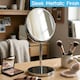 image 3 of Harbour Housewares Pedestal Mirror - 18.5 x 34.5cm - 2x Magnifying Freestanding Bedroom Table Vanity Makeup Mirror | Silver | Chrome