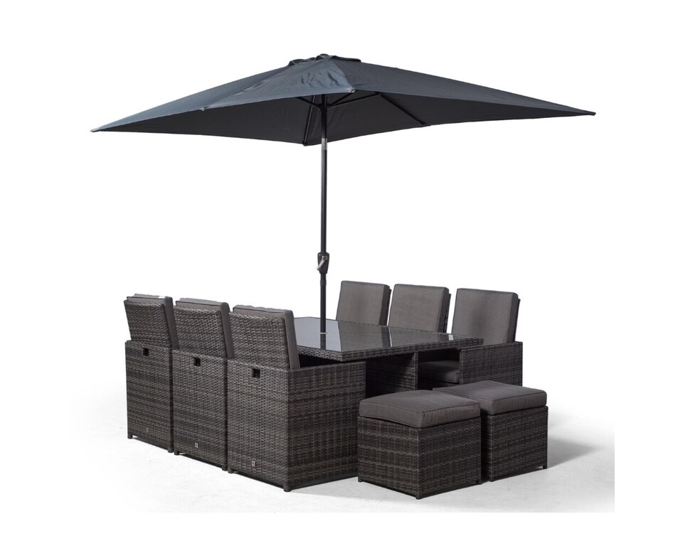 image 1 of Giardino 6 Seater Rattan Cube Dining Set | Grey | Grey