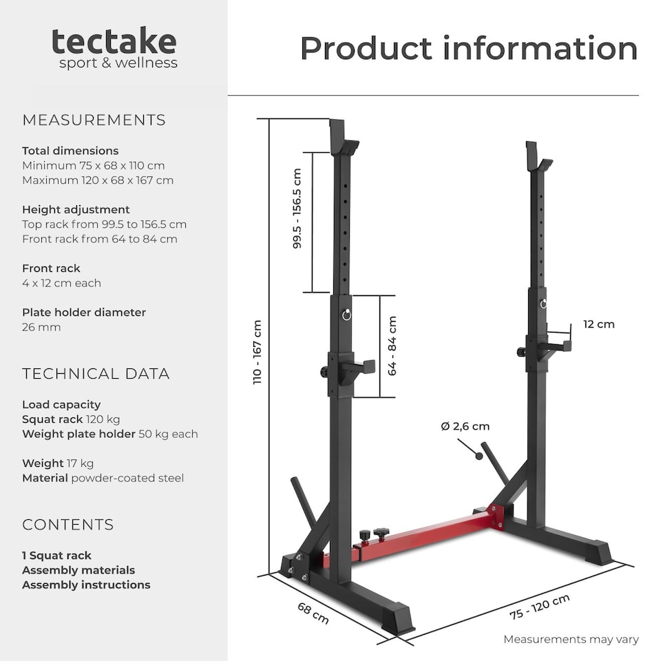 image 1 of Squat Rack Apollo - height and width adjustable, with weight holders