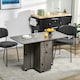 image 2 of HOMCOM Folding Dining Table, Drop Leaf Table With Storage Drawers Grey