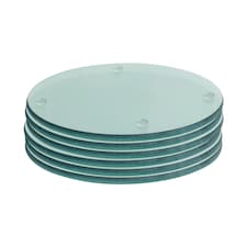 Harbour Housewares Round Clear Glass Coasters - 10cm - 6pc Set - Heatproof, Modern Design