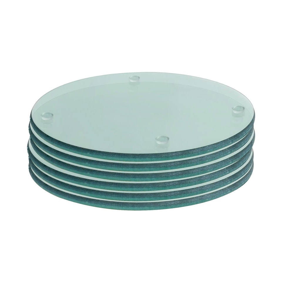image 1 of Harbour Housewares Round Clear Glass Coasters - 10cm - 6pc Set - Heatproof, Modern Design