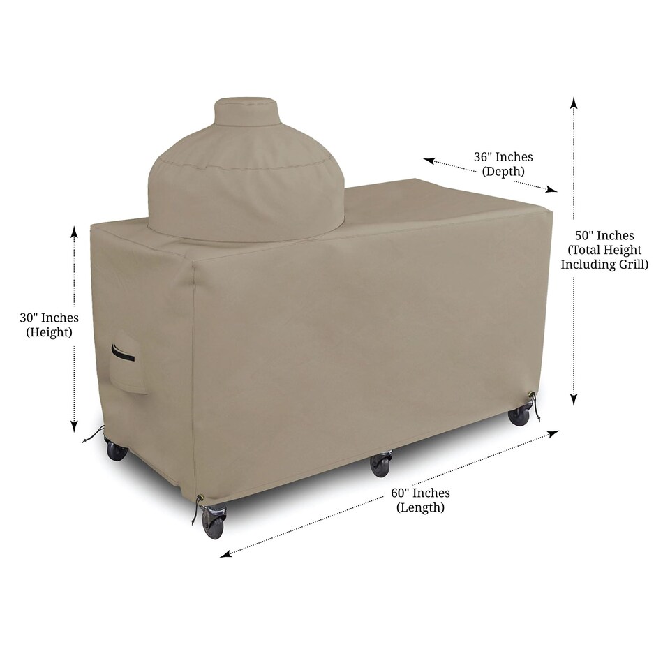 image 1 of Covers&All Big Egg Grill Cover, 12 Oz Waterproof UV & Weather Resistant, PVC Coated Outdoor Cover, 60 in L x 36 in D x 50 in H, Beige