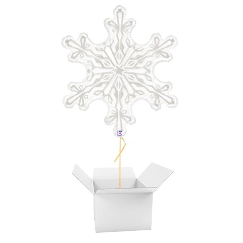 Snowflake Transparent Giant Helium Foil Balloon - Inflated Balloon in a Box