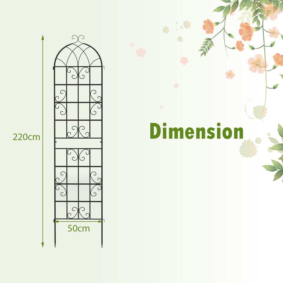 image 1 of COSTWAY 2 Pack Garden Trellis Metal Trellis for Climbing Plants