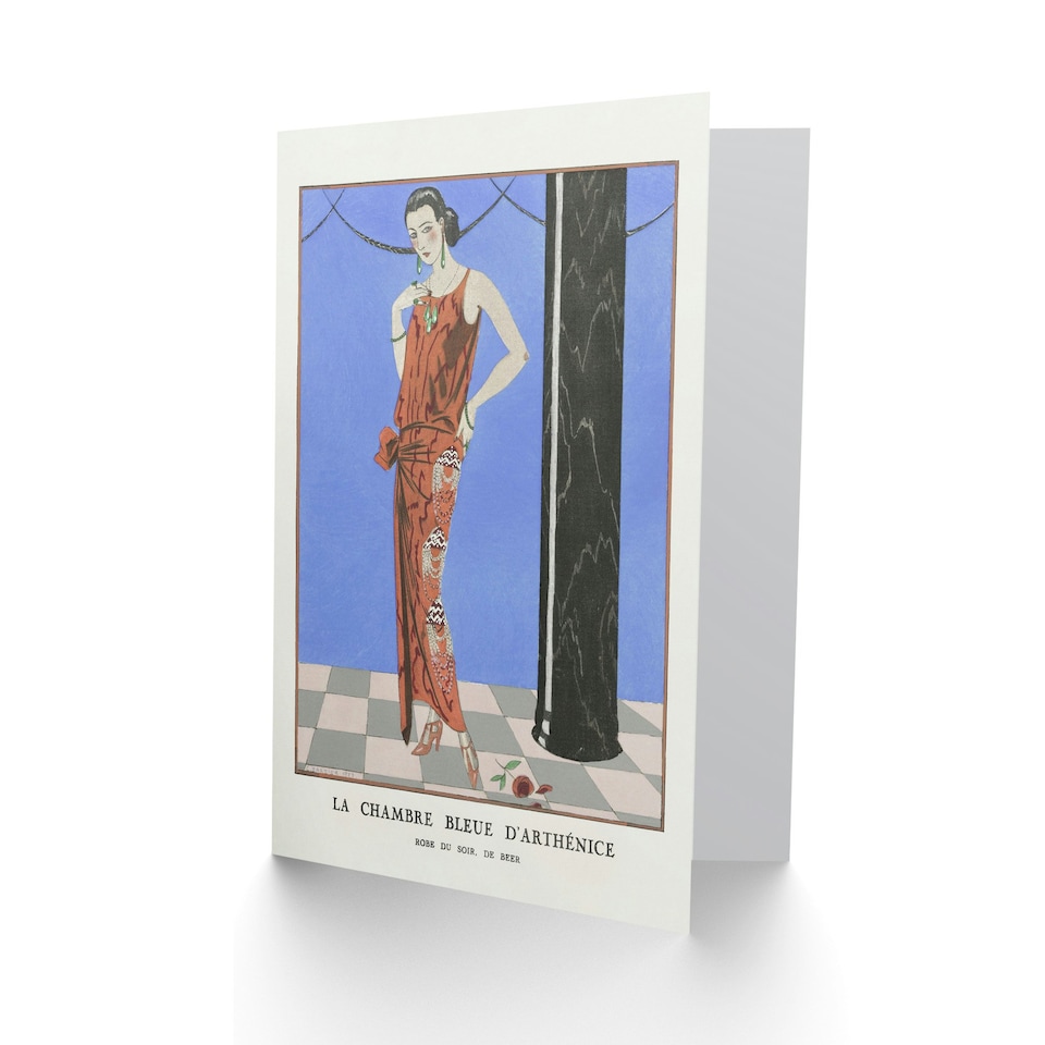 image 1 of George Barbier Art Card Blue Room of Arthenice Vintage Fashion