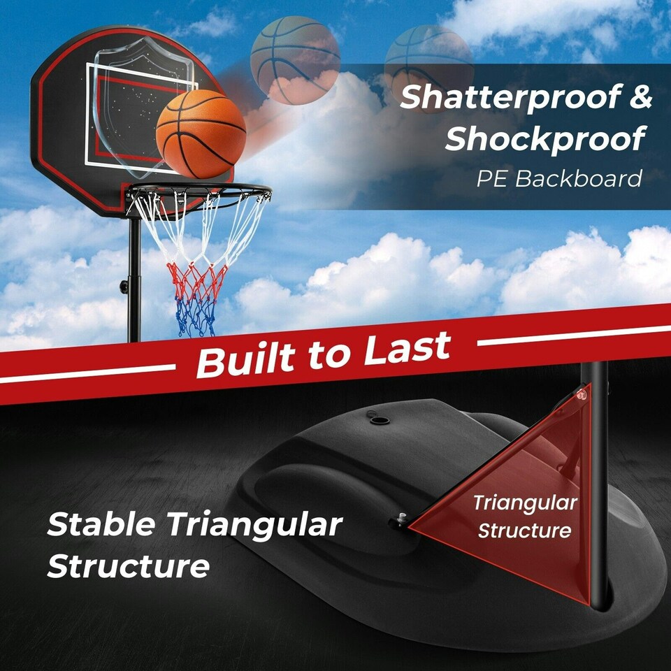 image 1 of COSTWAY Portable Basketball Hoop Stand Adjustable Basketball Black | Standard