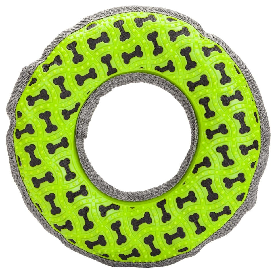image 1 of Crufts Tough Ring Dog Toy with Squeaker, Durable Chew-Resistant Fetch Toy