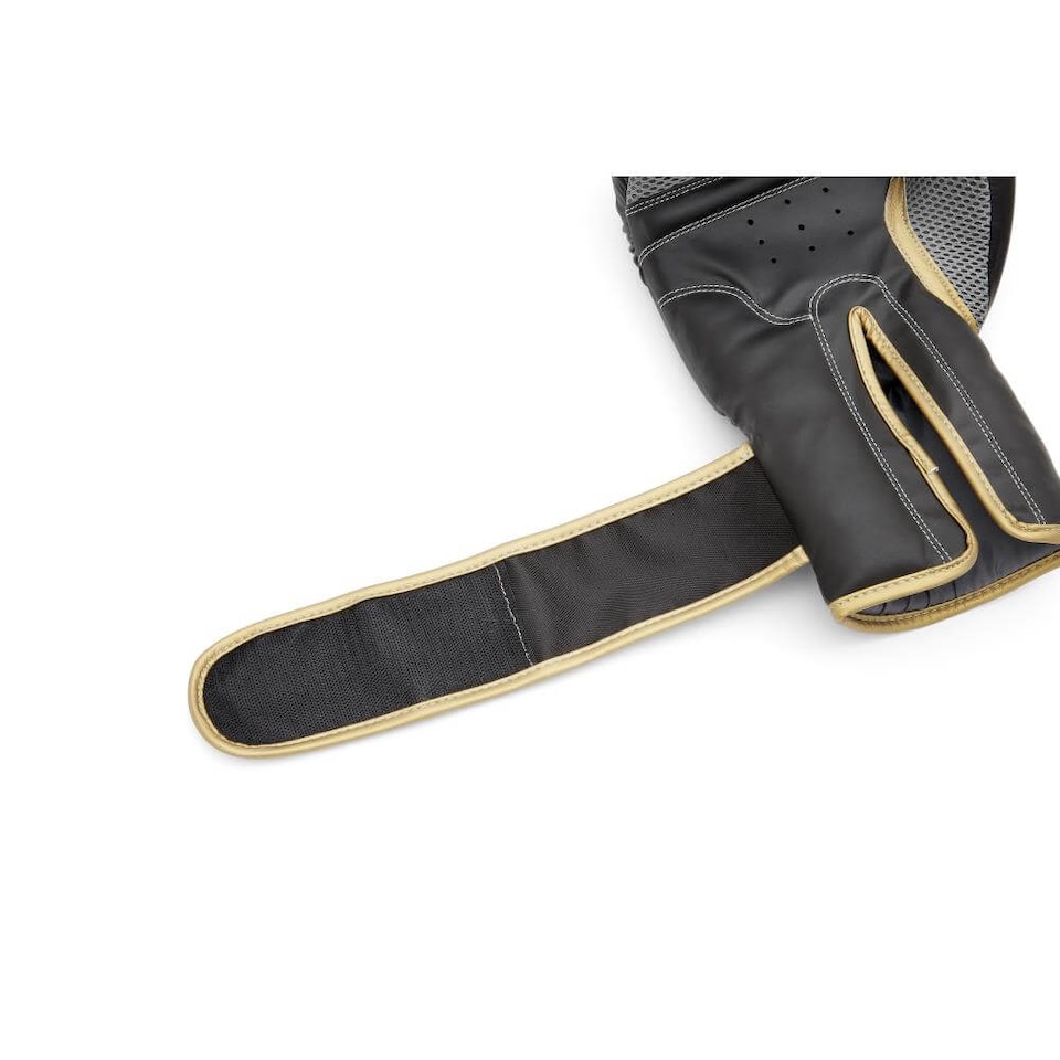 image 1 of Reebok 10oz Boxing Gloves Gold/Black — Synthetic Leather, Hook and Loop Straps | Black | Gold/Black | 10oz