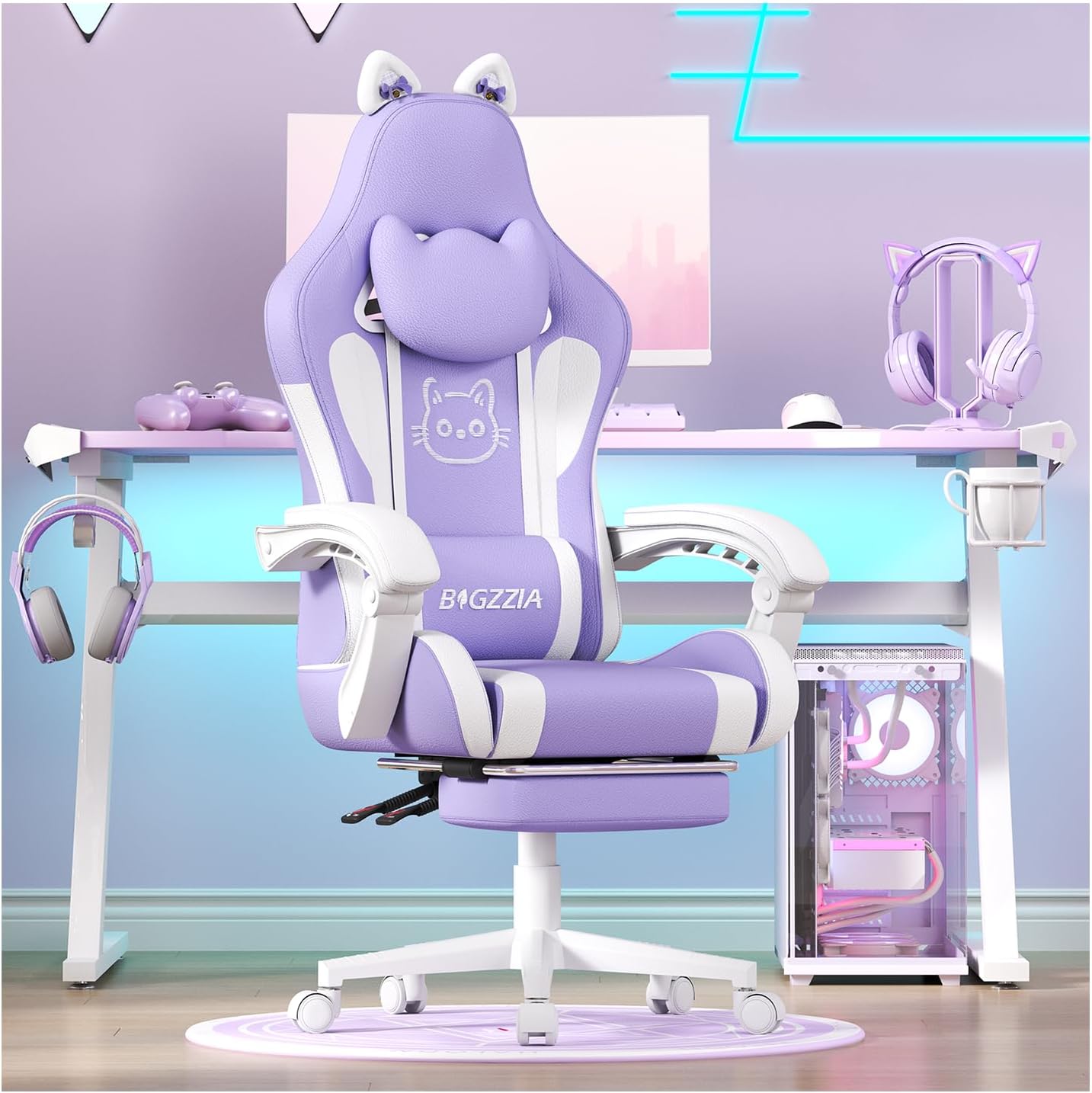 Rattantree Ergonomic Gaming Chair with Massage Support & Footrest