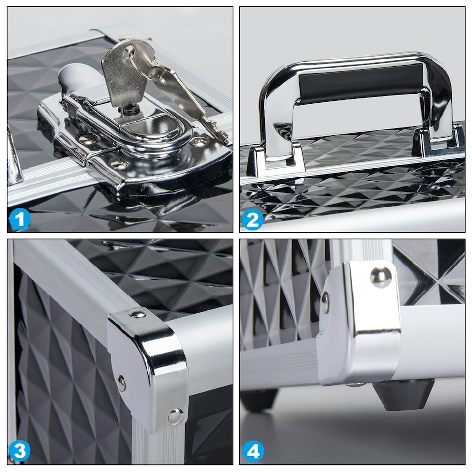 image 1 of Yaheetech Professional Makeup Case with Adjustable Dividers | Black