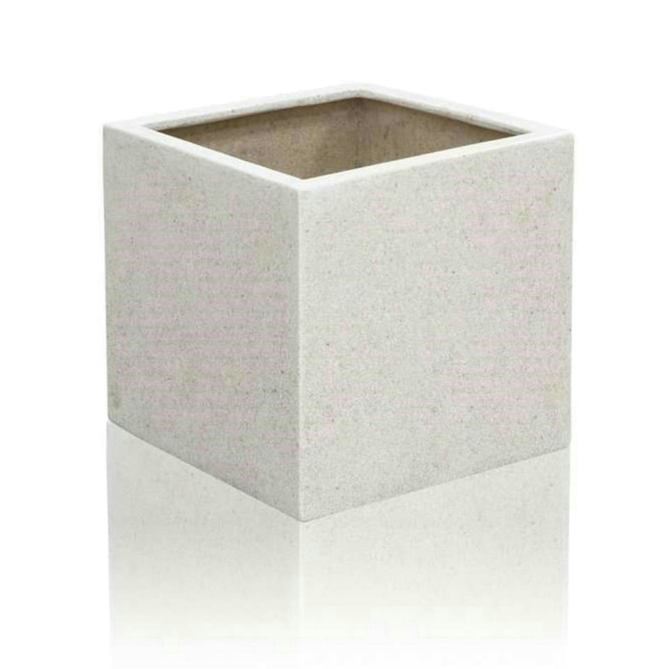 image 1 of Primrose White Stone Effect Jumbo Poly-Terrazzo Cube Planter 52cm