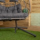 image 10 of Samuel Alexander 2 Seater Hanging Garden Rattan Egg Chair with Steel Frame and Waterproof Cover in Grey | Grey | Grey