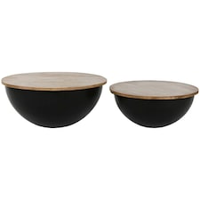 Set of 2 tables Home ESPRIT Metal Mango wood 60 x 60 x 28 cm N/A