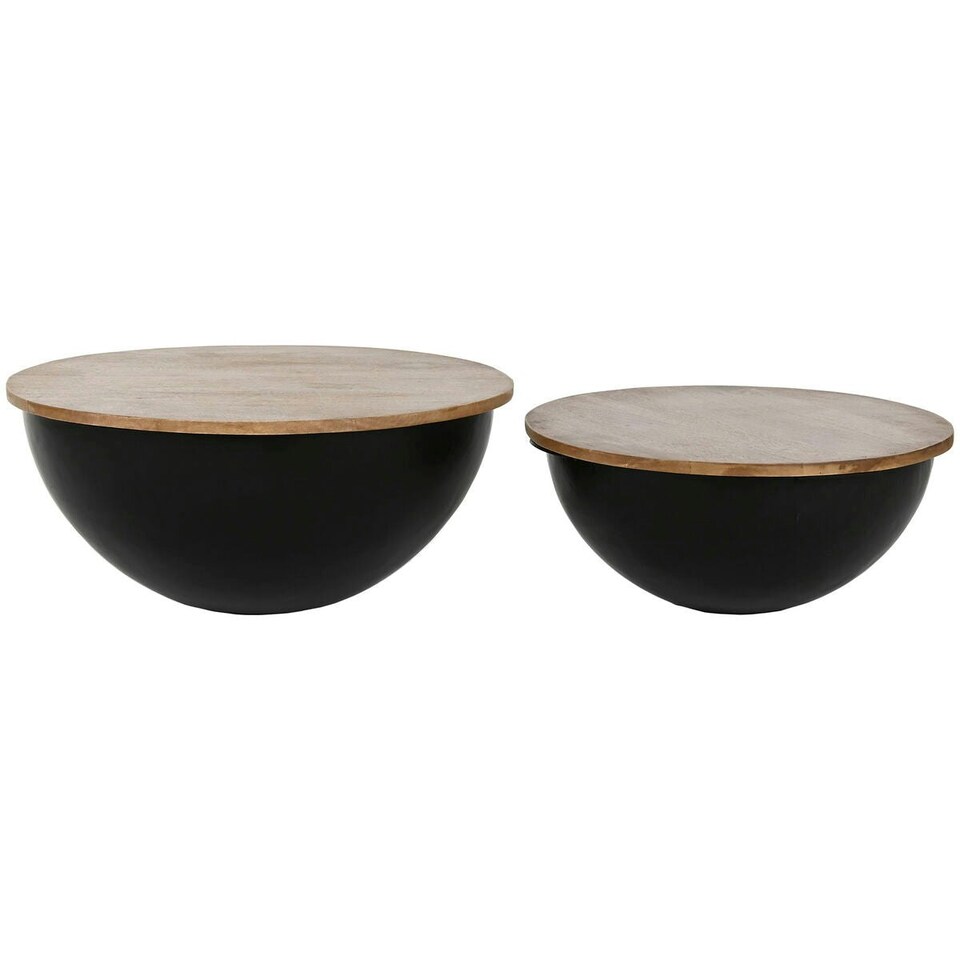 image 1 of Set of 2 tables Home ESPRIT Metal Mango wood 60 x 60 x 28 cm N/A