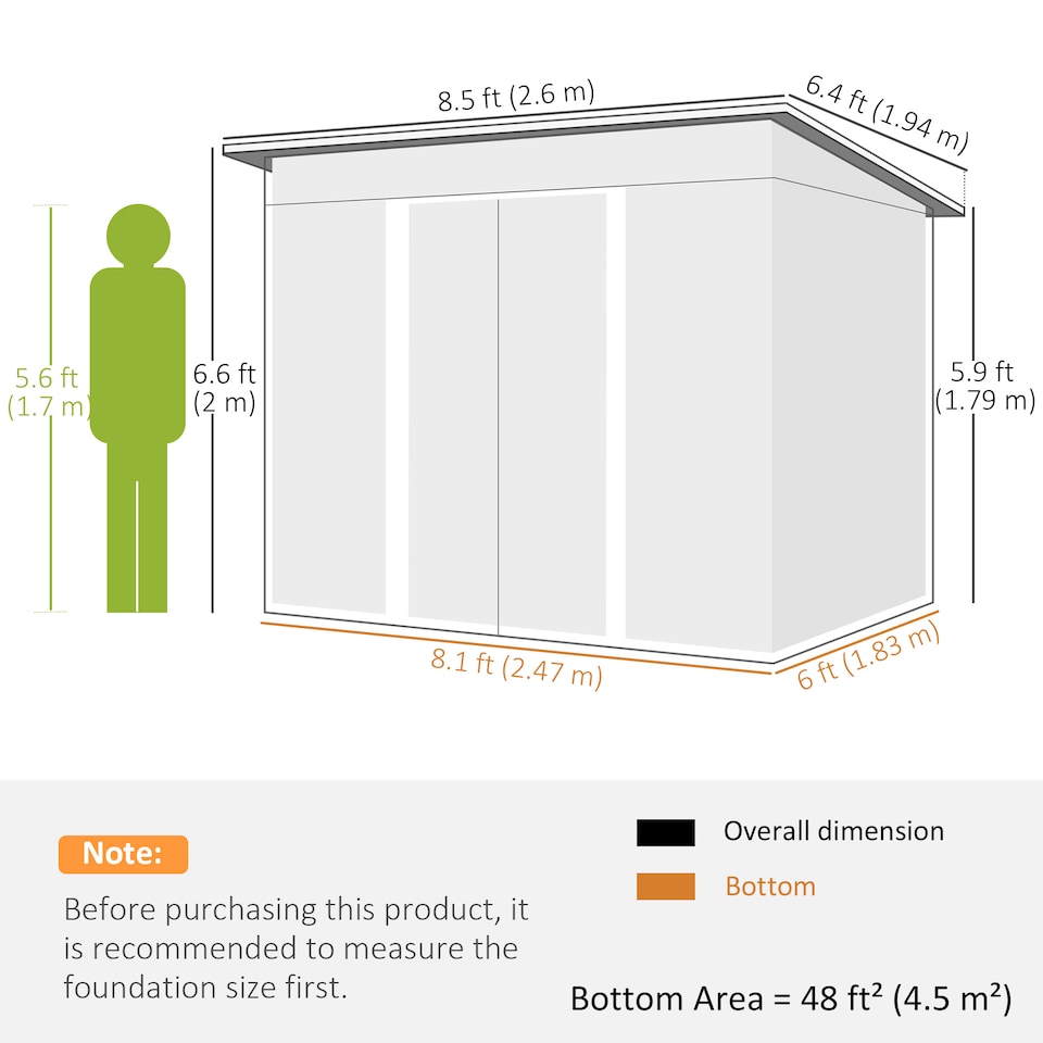 image 1 of Outsunny 8.5 x 6ft Metal Shed with Lightsky Panels, Garden Storage Tool House with Double Doors for Garden, Patio and Lawn, Green