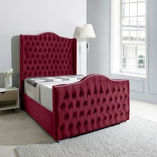 Saturn Wing Plush Double Bed Frame - Maroon