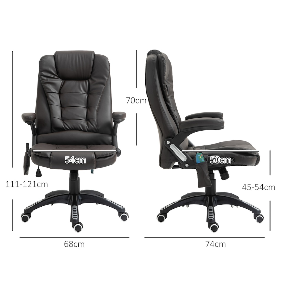 image 1 of HOMCOM Heated Vibrating Massage Office Chair with Reclining Function, Brown