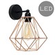 image 1 of ValueLights Cambourne Matte Black Wall Light with Copper Tapered Shade and E27 Pear LED 4W Warm White 2700K Bulb