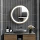 image 2 of kleankin Wall Mounted LED Bathroom Mirror with 3 Light Colours Time Display Gold