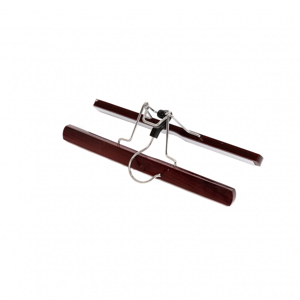 image 1 of Pack of 10 Brown Wooden Non-Slip Clothes Garment Coat Skirt Trouser Hangers