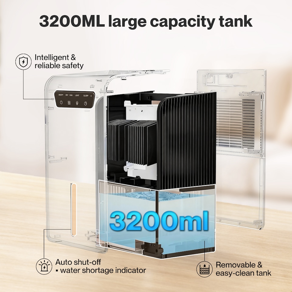 image 1 of Spector Dehumidifier Humidifier 2 in 1 Portable Electric LED Auto Off Black 3.2L
