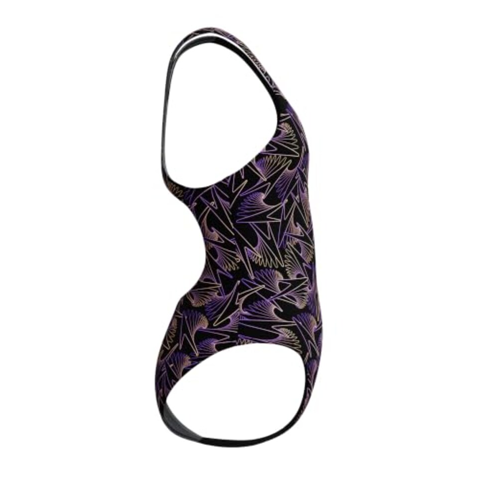 image 1 of Speedo Girls Hyperboom Allover Medalist Swimsuit |Quick Drying | Fitness | Chlorine Resistant Swimsuit, Bright Peach, 7-8 Years