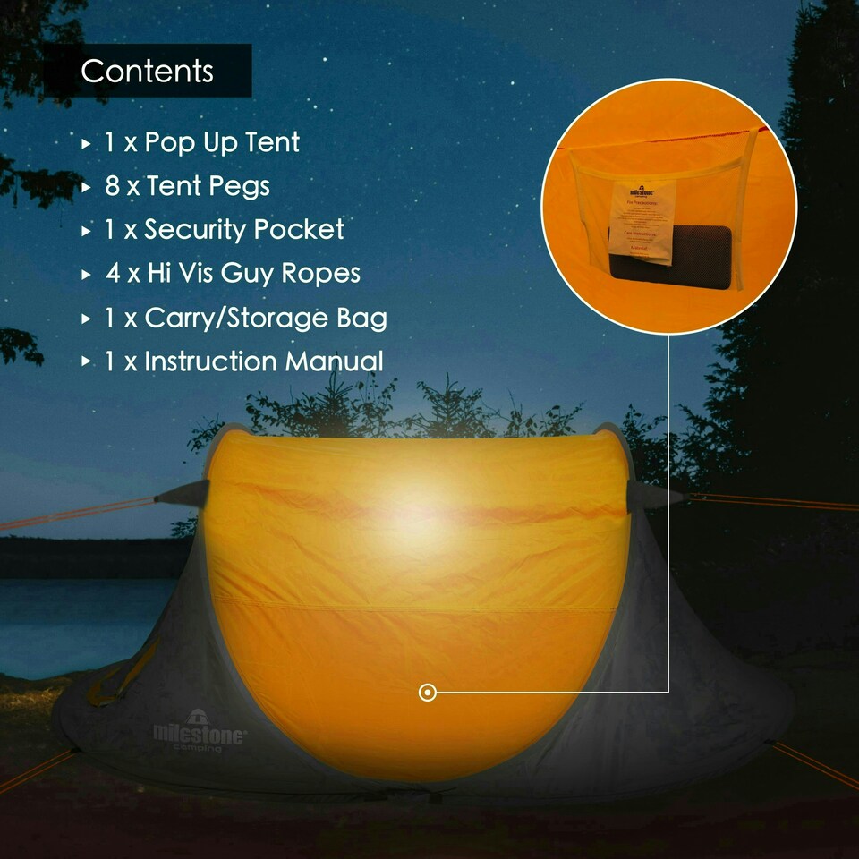 image 1 of Milestone Camping 18809 Pop Up Tent