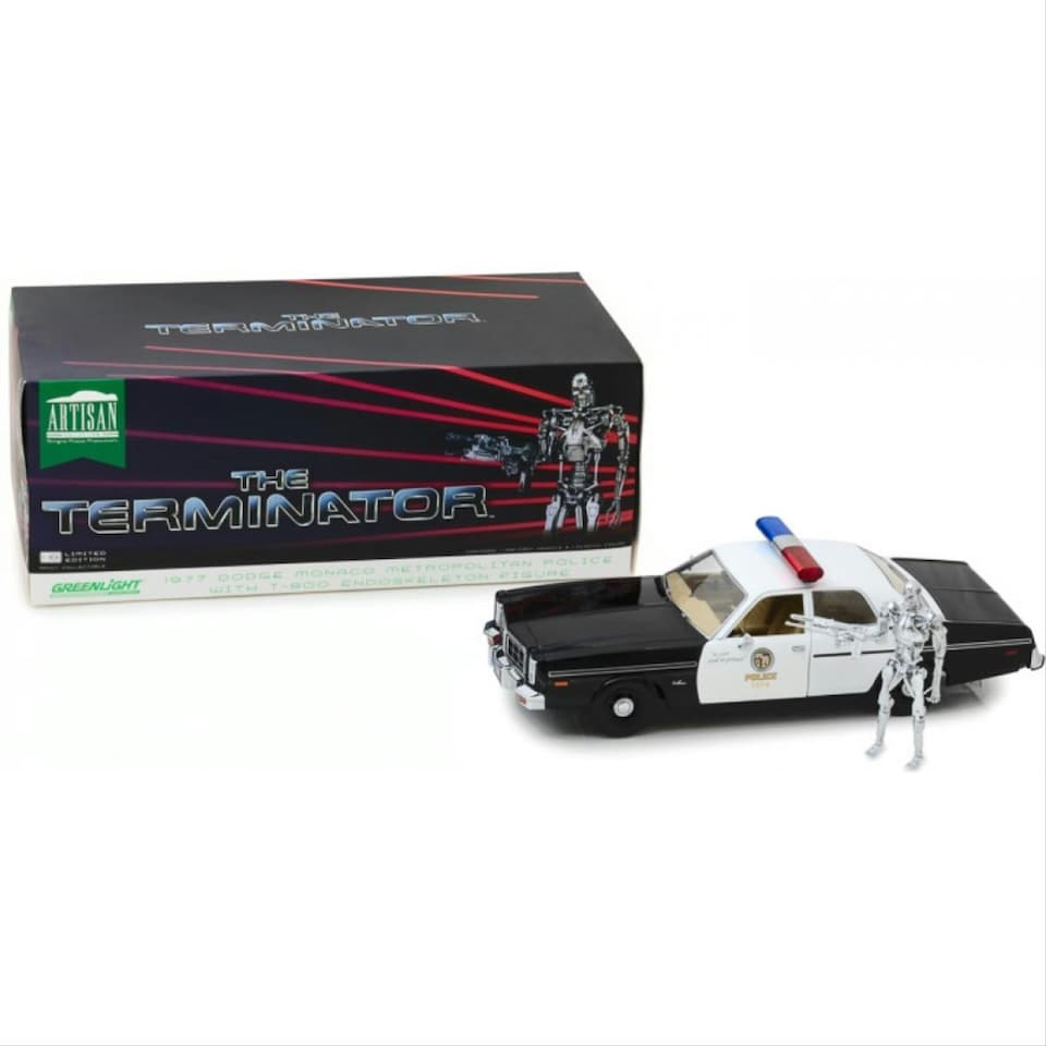 image 1 of Greenlight The Terminator (1984) 1977 Dodge Monaco w/T-800 Figure