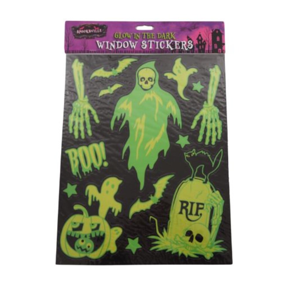 image 1 of Spooksville Glow In The Dark Window Stickers Assorted Styles