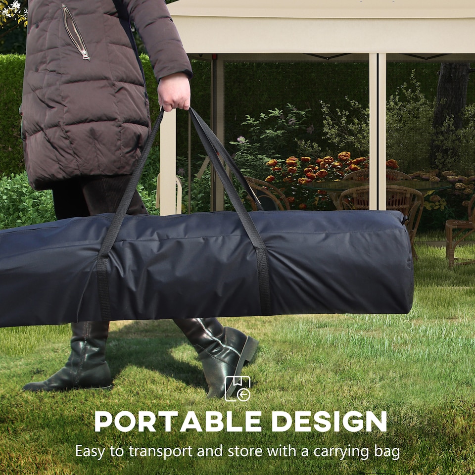 image 1 of Outsunny 3 x 3m Pop Up Gazebo, Doubleroof Garden Tent with Netting and Carry Bag, Party Event Shelter for Outdoor Patio, Cream White