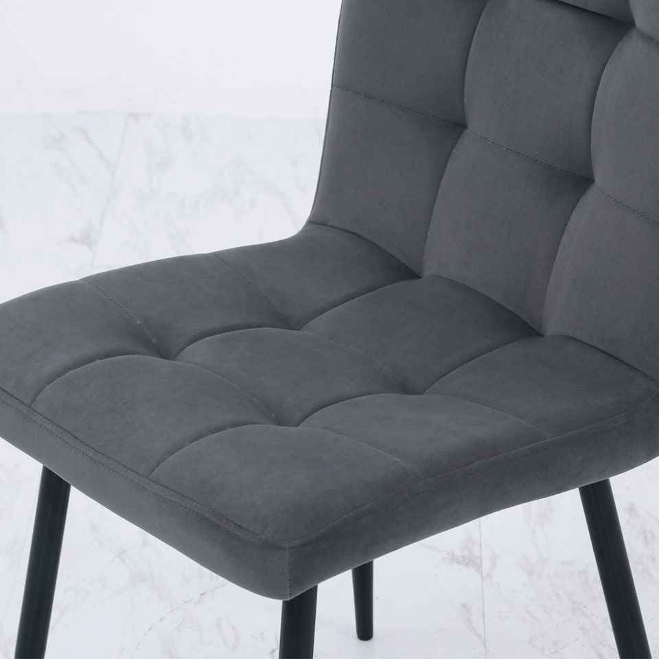 image 1 of Living and Home 4 Pcs Modern Frosted Velvet Dining Chairs - Grey