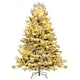 image 1 of COSTWAY 4.5FT Pre-Lit Artificial Christmas Snow-flocked Xmas Tree Green | One Size