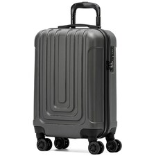 Flight Knight Premium Hard Shell Lightweight Cabin Suitcase - Built-in TSA Lock & USB Port - 100+ Airlines Approved - easyJet, Ryanair & Jet2 - 55x35x20cm Grey | Anthracite | Cabin Bag