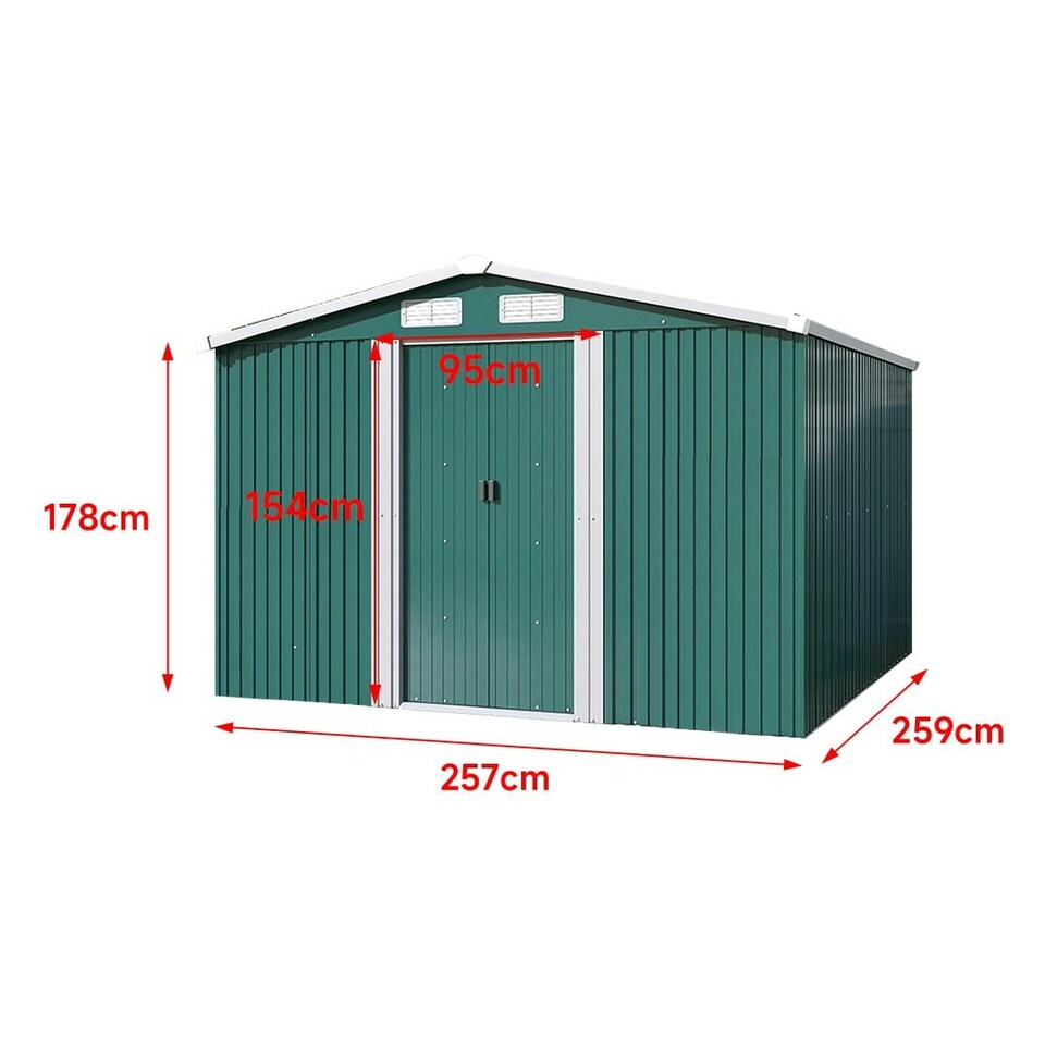 image 1 of Living and Home Large Garden Storage Shed - Green 257 x 259 x 178cm
