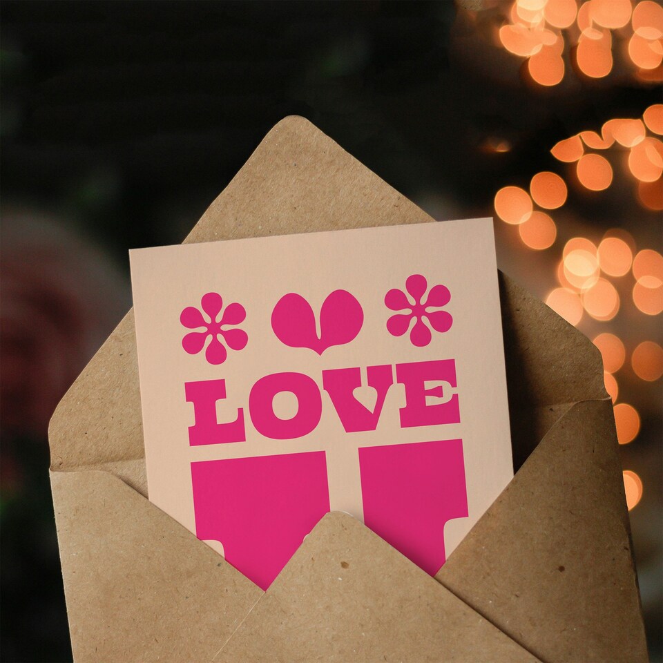 image 1 of Love U Simple Minimal Retro Style Anniversary Card