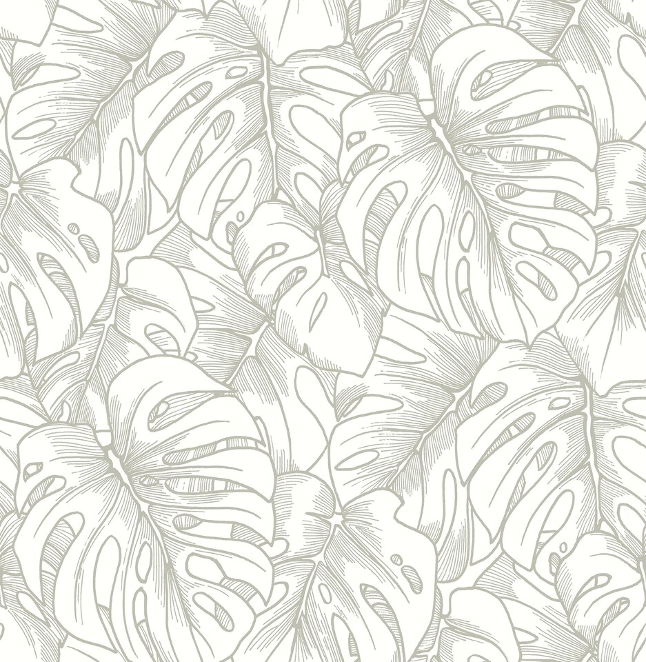 image 1 of Fine Decor SP87344 Balboa Botanical Fabric Flock Wallpaper, Silver