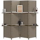 image 1 of HOMCOM 4-Panel Room Dividers with Shelves, Wave Fibre Freestanding Folding Privacy Screen Panels, Partition Wall Divider for Indoor Bedroom Office, 180 cm, Brown
