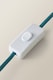 image 6 of ValueLights Evie Ceramic Checker Table Lamp Trim Linen Scallop Shade & Bulb | Blue