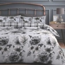 Velosso Cassia Floral Reversible Printed Cotton Blend Duvet Cover and Pillowcase Set Grey | King