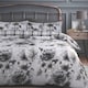 image 1 of Velosso Cassia Floral Reversible Printed Cotton Blend Duvet Cover and Pillowcase Set Grey | King