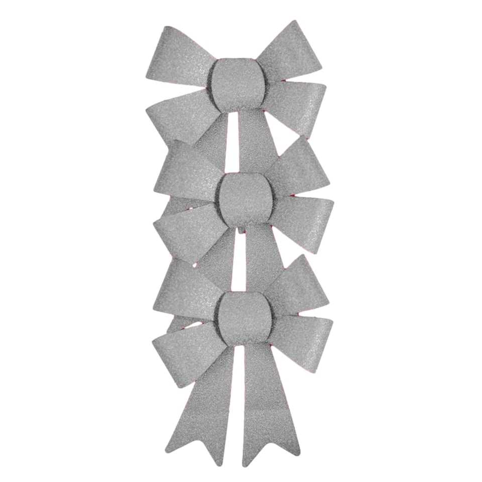 Pack of 3 Christmas Silver Present Gift Bows